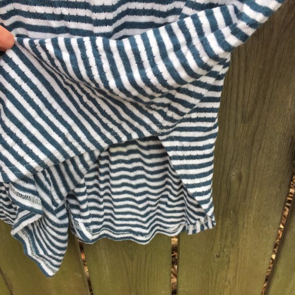 Akemi + Kin (Anthro) Sylvie Pointelle blue white striped top - size S - Picture 8 of 8